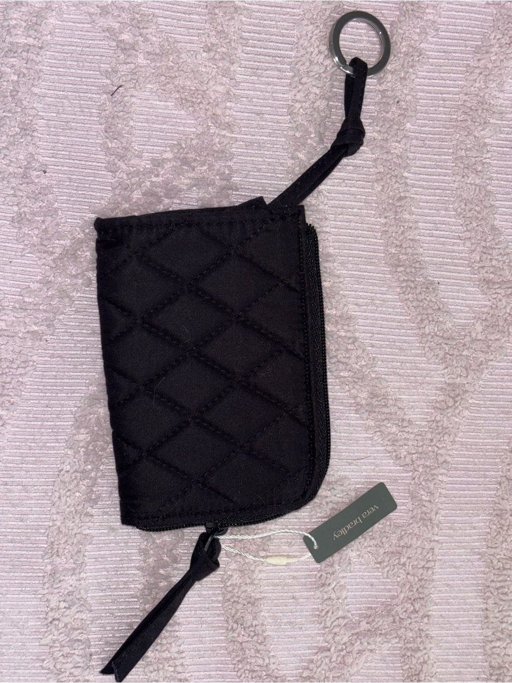 Vera Bradley Black Quilted Wristlet Keychain Wallet